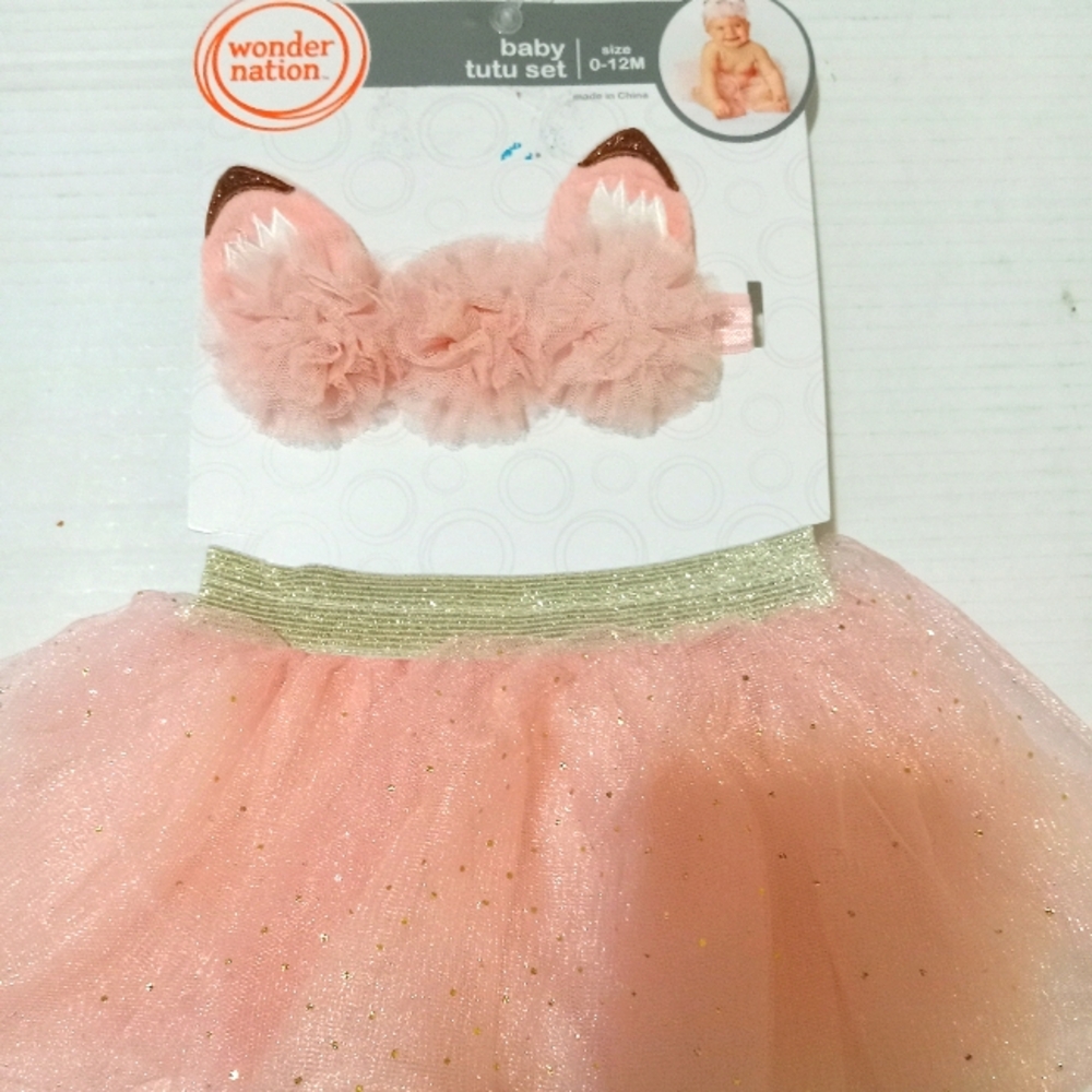 Girls Tutu Skirt  with headband color Peach 0-12